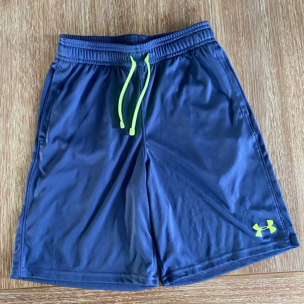 Under Armour Youth Loose Blue Gray HeatGear Athletic Shorts